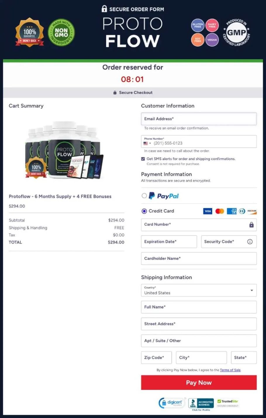 Protoflow checkout page