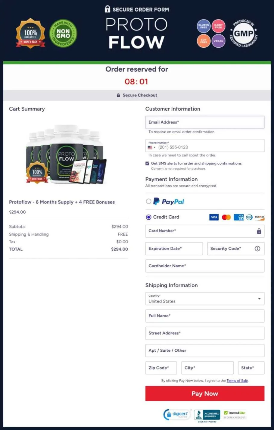 Protoflow checkout page